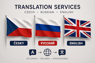 translate czech, english and rusiian