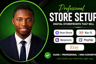 setup stan store kofi beacons payhip etsy shop