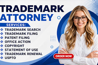 perform trade mark search filing brand name logo with uspto attorney application