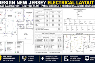 design new jersey electrical layout load calculation lighting plan