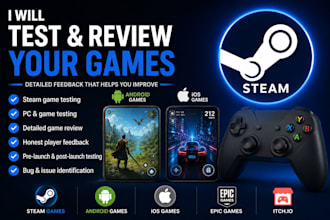 test and review your game on steam and other platforms with detailed feedback