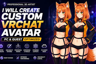 create a high quality custom 3d avatar for vrchat, vtubing, anime