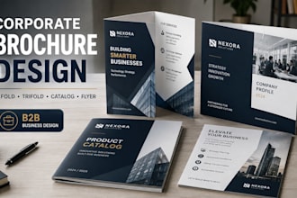 design a corporate bifold and trifold brochure design, catalog or flyer for b2b