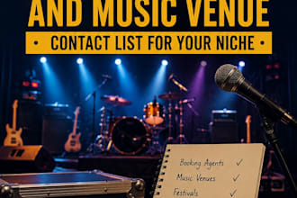 research and build a booking agent and music venue contact list for your niche