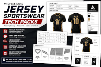 create professional jersey sportswear tech pack