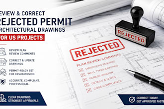 review and correct rejected permit architectural drawings for US projects
