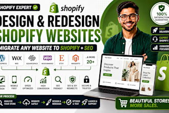 design shopify website redesign migrate wordpress wix squarespace to shopify seo