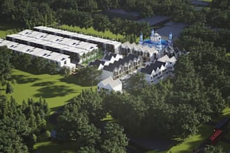 design 3d site masterplan large scale render aerial architectural visualization