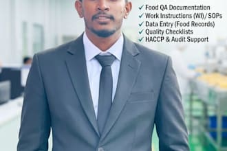 draft haccp plans sops documents and accurate excel data entry