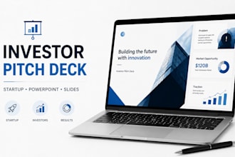 company investor pitch deck design, startup presentation and powerpoint slides