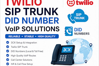 setup twilio telnyx siptrunk did number ivr 3cx vicidial inbound outbound