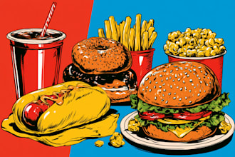 food pop art illustrations