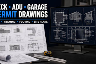 draft deck permit drawings, shed, adu, garage, patio and cad blueprints