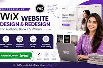 build wix author website, book website redesign wix website, wix online store