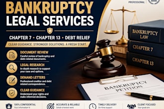 provide bankruptcy legal services for chapter 7, chapter 13 and debt relief