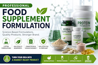 formulate food supplements, nutraceuticals, vitamins functional products