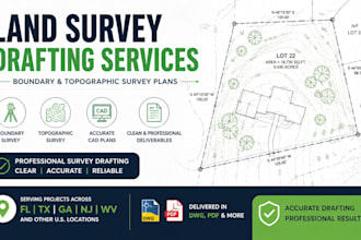 do land survey drafting, boundary and topography survey cad plans
