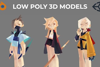 create custom low poly 3d game models in blender for unity and game projects
