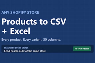 scrape any shopify store catalog to CSV, excel or import file