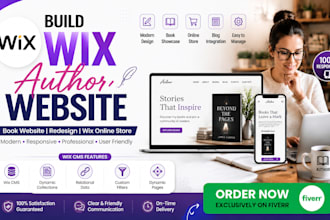 build wix author website, book website, redesign wix website, wix online store