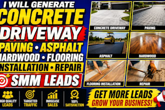 concrete driveway paving asphalt hardwood flooring installation repair SMM leads