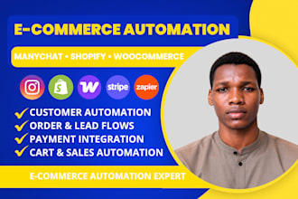 build manychat ecommerce chatbot and shopify automation workflows