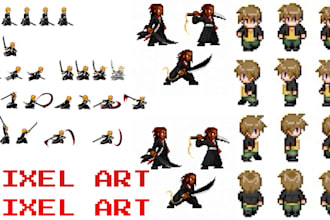 do 16bit rpg pixelart sprite for pixel art animation sprite sheet game character