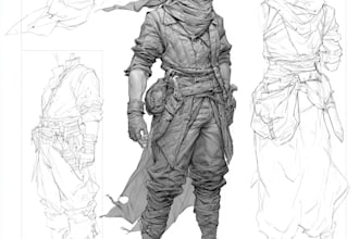 draw outline and color sketch cartoon illustrations