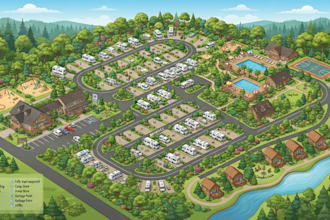 design 2d 3d rv park, caravan park, campground maps and parking layouts
