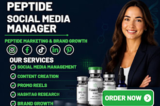manage peptide social media marketing, tiktok promo video  and brand growth