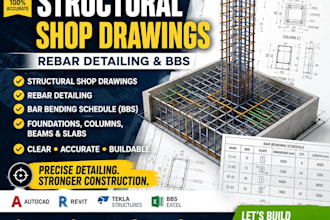 create structural shop drawings, rebar detailing and bbs
