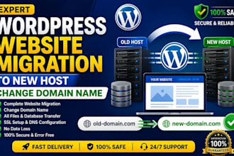 do wordpress website migration to new host, change domain name
