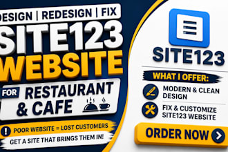 design site123 website redesign or fix site 123 website for restaurant and cafe