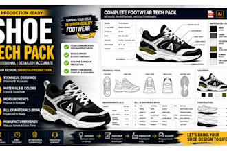 create a professional shoe tech pack for footwear manufacturing