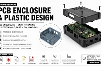 do pcb enclosure, snap fit casing, plastic design, injection mold in solidwork