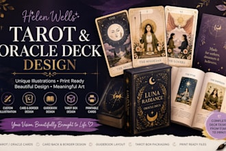 do print ready tarot card design, card graphics, oracle deck, box, border design
