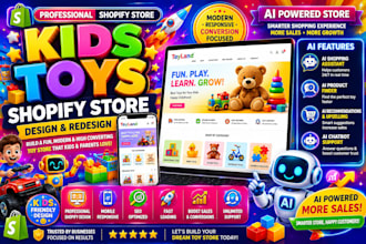 design  kids shopify toy store website  and kids ecommerce
