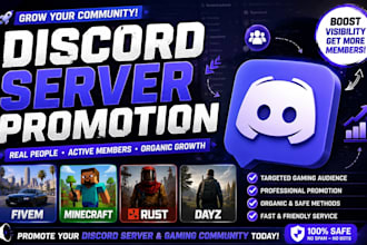 discord server promotion, fivem ads, rust, dayz, minecraft, gaming promotion
