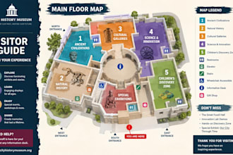 create museum map, attraction map, visitor guide, wayfinding map, location map