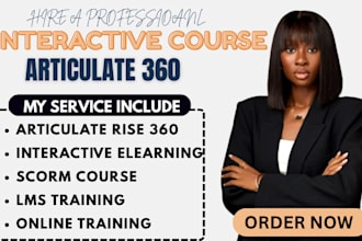 design interactive articulate rise 360 elearning course, lms training and scorm