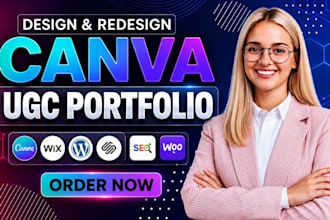 design canva website ugc portfolio, canva website design and canva landing page