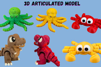 design 3d flexi animal toy articulated model, fidget clicker stl for 3d printing