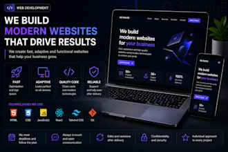 build a modern responsive website usingjavascript, and react