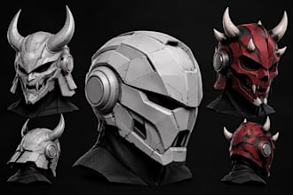 sculpt 3d cosplay helmet 3d printing mask, anime cosplay 3d sculpting