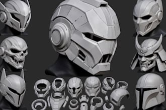 sculpt 3d cosplay helmet 3d printing mask, anime cosplay 3d sculpting