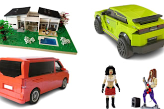 model custom 3d lego moc lego cars, van, lego minifigure model with xml partlist