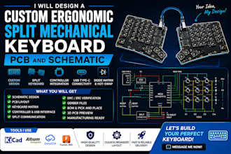 design a custom ergonomic split mechanical keyboard pcb and schematic