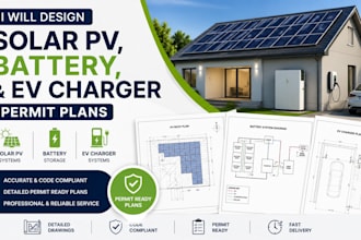 design solar pv, battery, and ev charger permit plans