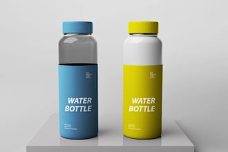 do custom 3d bottle design, plastic water bottle cad and technical drawing
