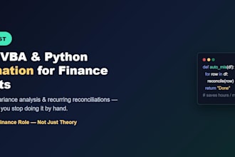 build excel vba or python automation for your finance reports